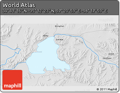 Physical 3D Map of the Area around 34° 56' 49" N, 97° 49' 29" E