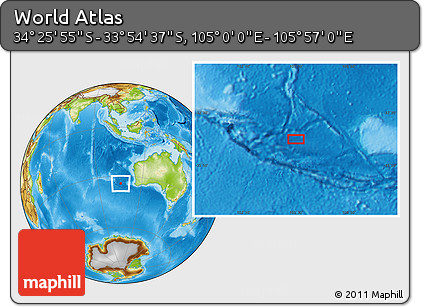 Physical Location Map of the Area around 34° 10' 16" S, 105° 28' 29" E