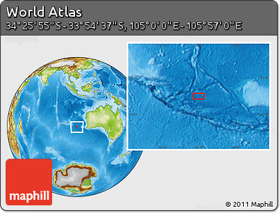 Physical Location Map of the Area around 34° 10' 16" S, 105° 28' 29" E