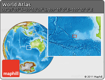 Physical Location Map of the Area around 34° 10' 16" S, 109° 43' 29" E