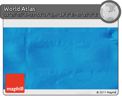 Shaded Relief 3D Map of the Area around 34° 10' 16" S, 10° 16' 30" E