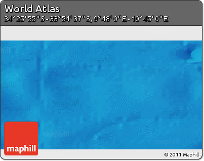 Shaded Relief 3D Map of the Area around 34° 10' 16" S, 10° 16' 30" E