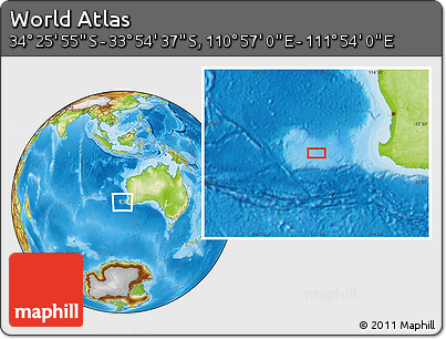 Physical Location Map of the Area around 34° 10' 16" S, 111° 25' 30" E