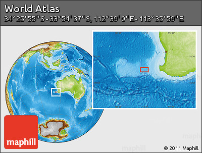 Physical Location Map of the Area around 34° 10' 16" S, 113° 7' 30" E