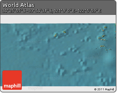 Satellite 3D Map of the Area around 34° 10' 16" S, 121° 37' 30" E