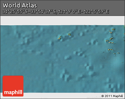 Satellite 3D Map of the Area around 34° 10' 16" S, 121° 37' 30" E