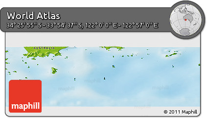 Physical Panoramic Map of the Area around 34° 10' 16" S, 122° 28' 29" E