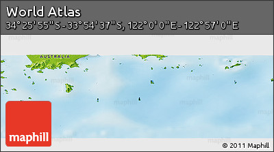 Physical Panoramic Map of the Area around 34° 10' 16" S, 122° 28' 29" E