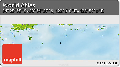 Physical Panoramic Map of the Area around 34° 10' 16" S, 122° 28' 29" E