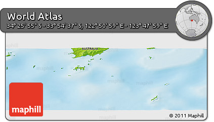 Physical Panoramic Map of the Area around 34° 10' 16" S, 123° 19' 29" E