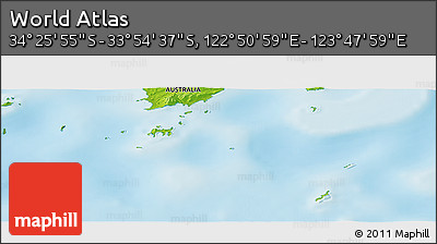 Physical Panoramic Map of the Area around 34° 10' 16" S, 123° 19' 29" E