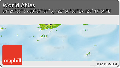 Physical Panoramic Map of the Area around 34° 10' 16" S, 123° 19' 29" E