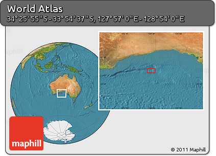 Satellite Location Map of the Area around 34° 10' 16" S, 128° 25' 30" E