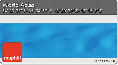 Physical Panoramic Map of the Area around 34° 10' 16" S, 12° 49' 29" E