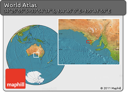 Satellite Location Map of the Area around 34° 10' 16" S, 135° 13' 29" E