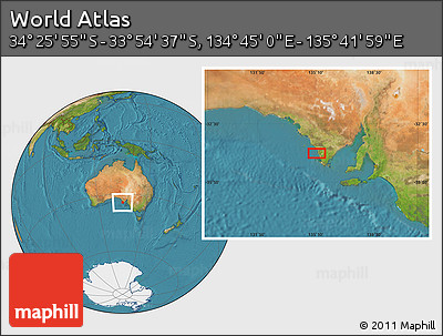 Satellite Location Map of the Area around 34° 10' 16" S, 135° 13' 29" E