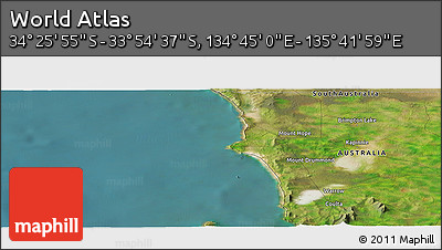 Satellite Panoramic Map of the Area around 34° 10' 16" S, 135° 13' 29" E