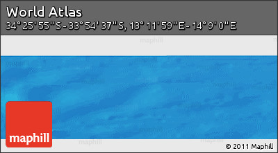 Physical Panoramic Map of the Area around 34° 10' 16" S, 13° 40' 30" E