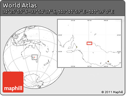 Blank Location Map of the Area around 34° 10' 16" S, 141° 10' 30" E