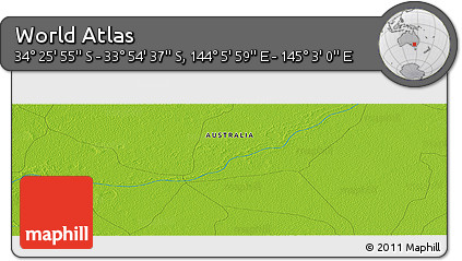 Physical Panoramic Map of the Area around 34° 10' 16" S, 144° 34' 29" E