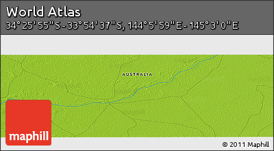 Physical Panoramic Map of the Area around 34° 10' 16" S, 144° 34' 29" E