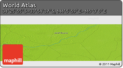 Physical Panoramic Map of the Area around 34° 10' 16" S, 144° 34' 29" E