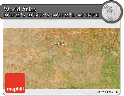 Satellite 3D Map of the Area around 34° 10' 16" S, 145° 25' 30" E