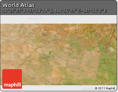 Satellite 3D Map of the Area around 34° 10' 16" S, 145° 25' 30" E