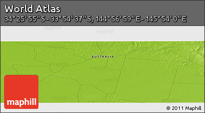 Physical Panoramic Map of the Area around 34° 10' 16" S, 145° 25' 30" E