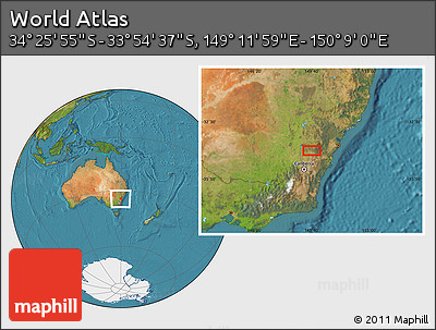 Satellite Location Map of the Area around 34° 10' 16" S, 149° 40' 30" E