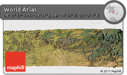 Satellite Panoramic Map of the Area around 34° 10' 16" S, 149° 40' 30" E