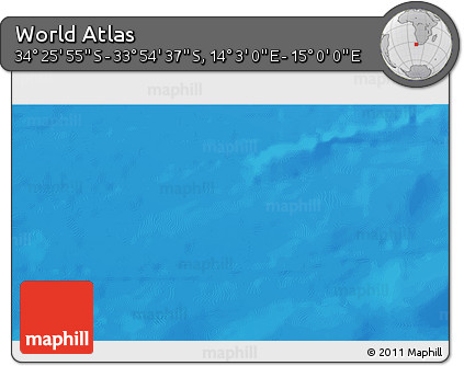 Physical 3D Map of the Area around 34° 10' 16" S, 14° 31' 30" E