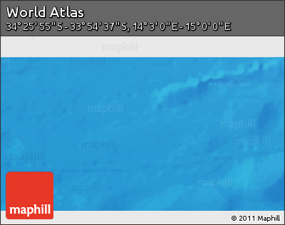Physical 3D Map of the Area around 34° 10' 16" S, 14° 31' 30" E
