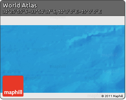 Physical 3D Map of the Area around 34° 10' 16" S, 14° 31' 30" E