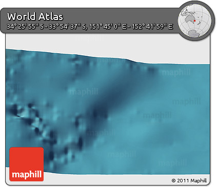 Satellite 3D Map of the Area around 34° 10' 16" S, 152° 13' 29" E