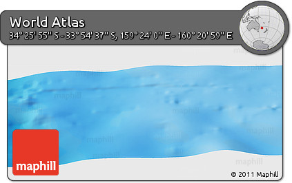 Physical Panoramic Map of the Area around 34° 10' 16" S, 159° 52' 30" E