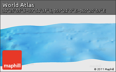 Physical Panoramic Map of the Area around 34° 10' 16" S, 159° 52' 30" E
