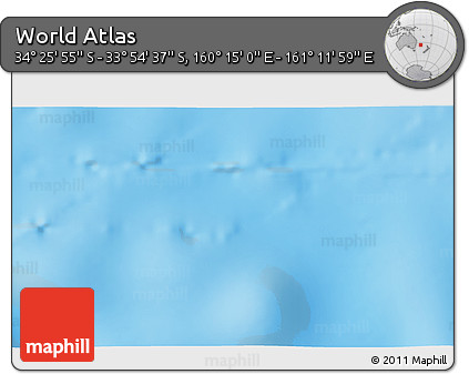 Physical 3D Map of the Area around 34° 10' 16" S, 160° 43' 29" E