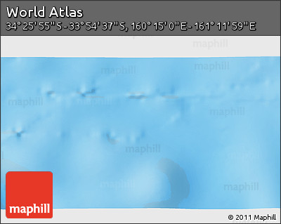 Physical 3D Map of the Area around 34° 10' 16" S, 160° 43' 29" E