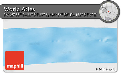 Physical Panoramic Map of the Area around 34° 10' 16" S, 162° 25' 30" E