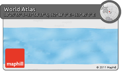 Physical Panoramic Map of the Area around 34° 10' 16" S, 163° 16' 30" E