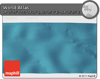 Satellite 3D Map of the Area around 34° 10' 16" S, 164° 7' 30" E