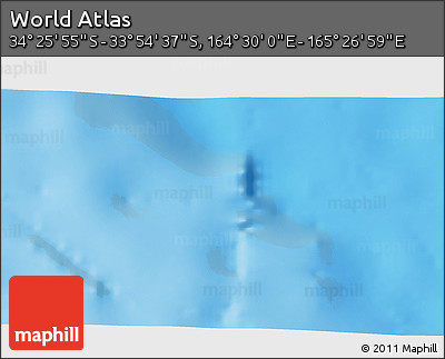 Physical 3D Map of the Area around 34° 10' 16" S, 164° 58' 29" E