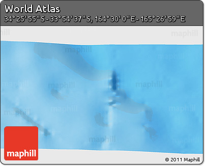 Physical 3D Map of the Area around 34° 10' 16" S, 164° 58' 29" E