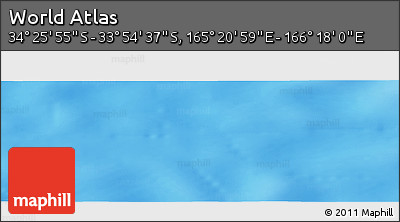Physical Panoramic Map of the Area around 34° 10' 16" S, 165° 49' 29" E