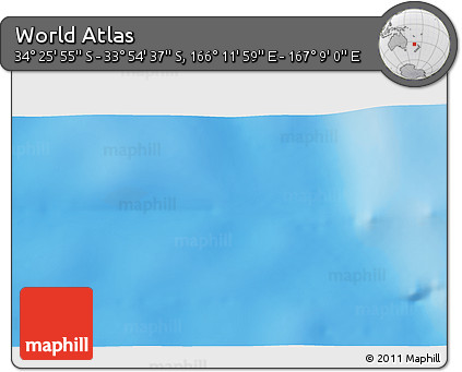 Physical 3D Map of the Area around 34° 10' 16" S, 166° 40' 30" E