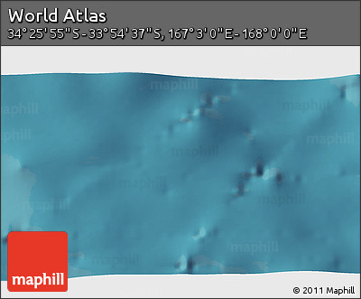 Satellite 3D Map of the Area around 34° 10' 16" S, 167° 31' 30" E