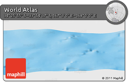 Physical Panoramic Map of the Area around 34° 10' 16" S, 167° 31' 30" E
