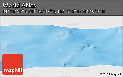 Physical Panoramic Map of the Area around 34° 10' 16" S, 167° 31' 30" E