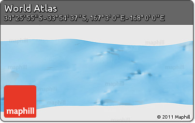 Physical Panoramic Map of the Area around 34° 10' 16" S, 167° 31' 30" E